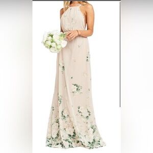Tan Floral Bouquet Toss Show Me Your Mumu Maxi Bridesmaid Dress, Medium